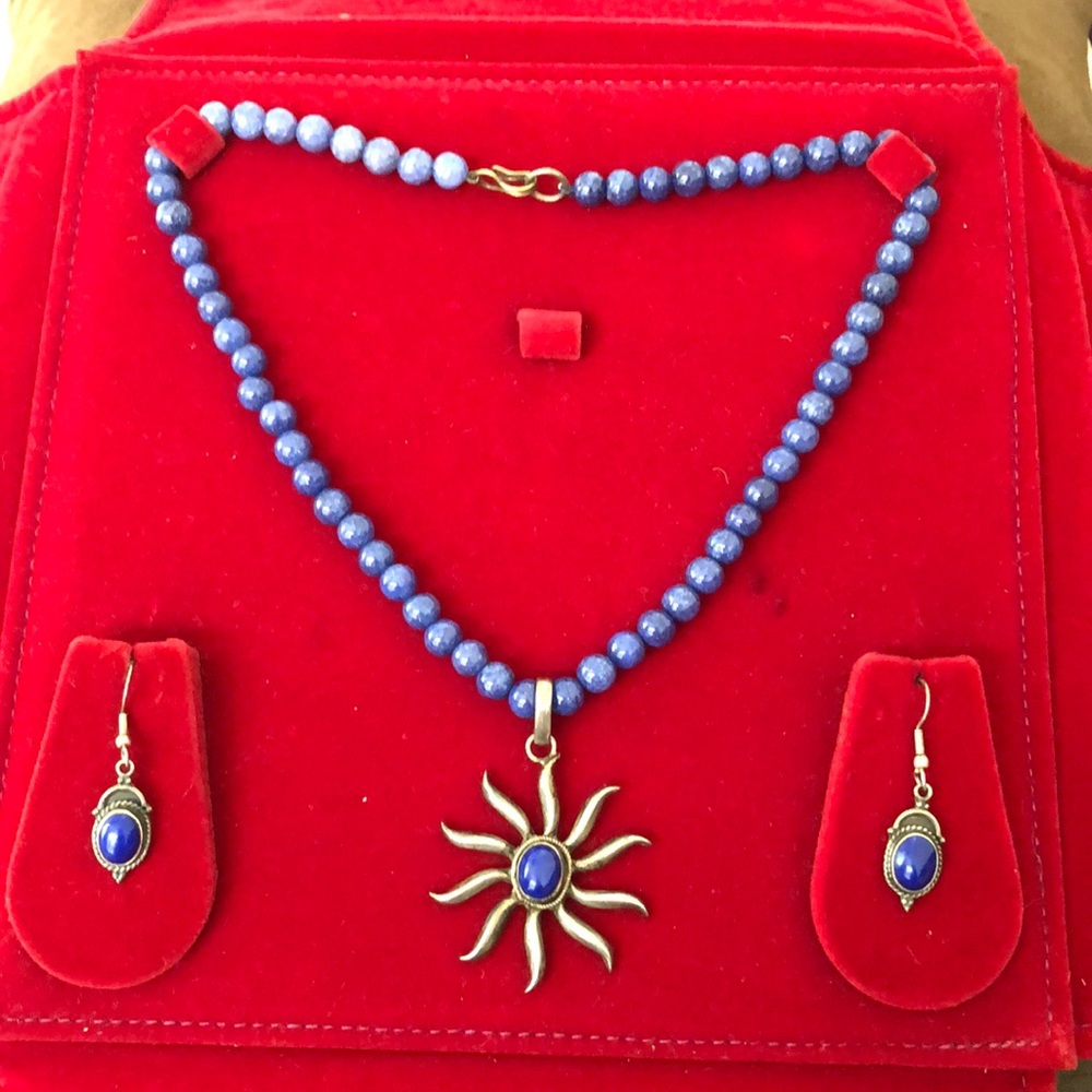 Beautiful lapis necklace with earrings.